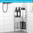 2 Tier Floor Standing Corner Shower Caddy Organizer Shelf with Hooks, Bathroom Shelves Stand Rack, Gray