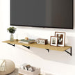 Fun Memories Floating Shelves for Wall, 12 Inch Deep Floating Shelves Set of 2, 16W x 12D Large Wall Shelf with Sturdy Metal Brackets for Living Room, Bathroom, Bedroom and Kitchen, Oak