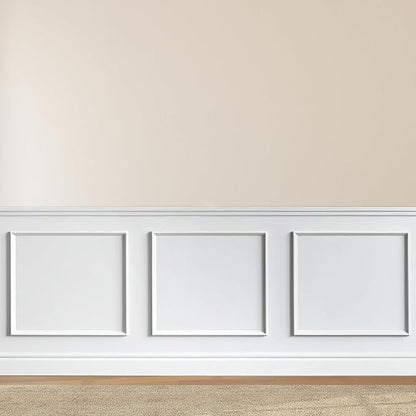4 Set of 24" x 24" Pre-Cut Accent Wall Molding Trim Kit, Peel and Stick Premade Wainscoting Panels for Interior Decoration, Ready to Assemble Chair Rail Moulding