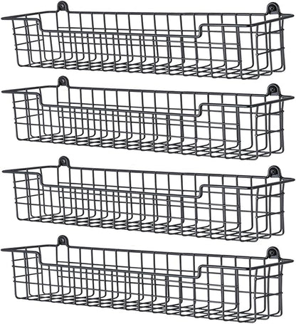 Spice Rack Organizer Wall Mount, Spice Organization Storage Shelf for Cabinet Door, 4 Packs Wall Spice Rack Saving Space for Kitchen, Black
