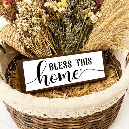 Bless This Home Sign, Positive Home Decor, Religious Artwork for Tabletop Decor, Farmhouse Wall Decoration, Living Room Desktop Decors, Housewarming Gift for House Owner
