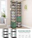 Vertical Shoe Rack, Shoe Shelves, Wood Shoe Organizer for Closet, Entryway, Shoe Tower for Small Spaces, Free Standing, Adjustable, with 2 Hooks, 10 Tier Black SR11204B