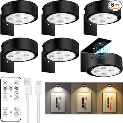 maylit 6 Pack Rechargeable Picture Lights, Battery Operated Sconces for Wall, Art Lighting for Paintings Wireless, Cordless Lights for Gallery Painting Picture Frame Photo Wall Poster Room Decor