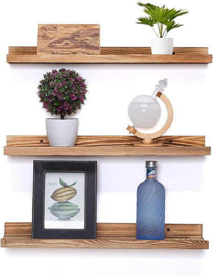 AZSKY Floating Shelves Set of 3, Picture Ledge Shelf, 24 Inches Long Large Nursery Book Shelves for Storage, Kids Bookshelf Wall Mounted for Living Room Bedroom Decor Books Photo Frames