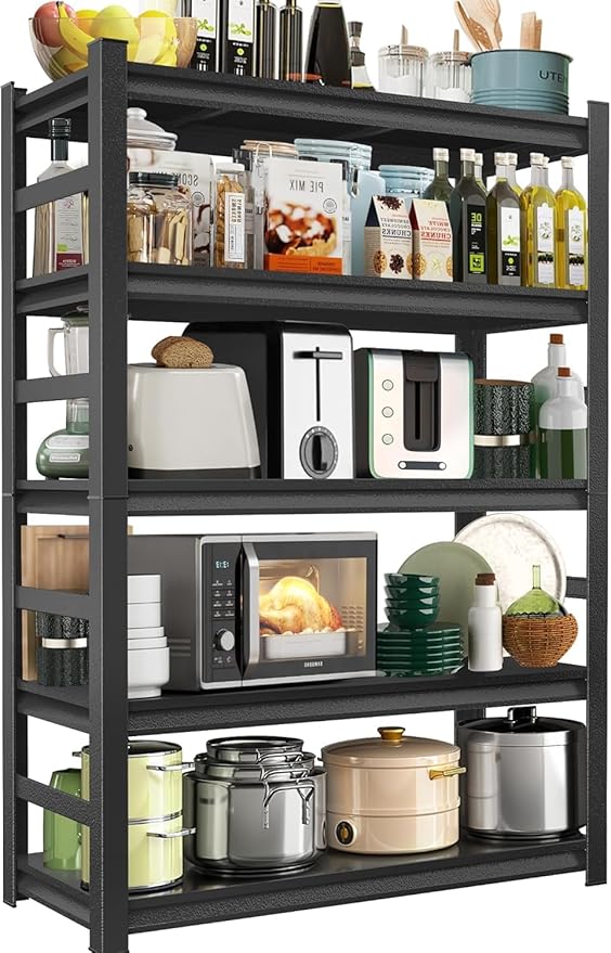 Kitchen Storage Shelves, 5-Tier Adjustable Heavy Duty Metal Kitchen Shelving Unit, Kitchen Appliance Shelf for Storage, Free Standing Organizer Shelf (16" D x 36" W x 72" H)