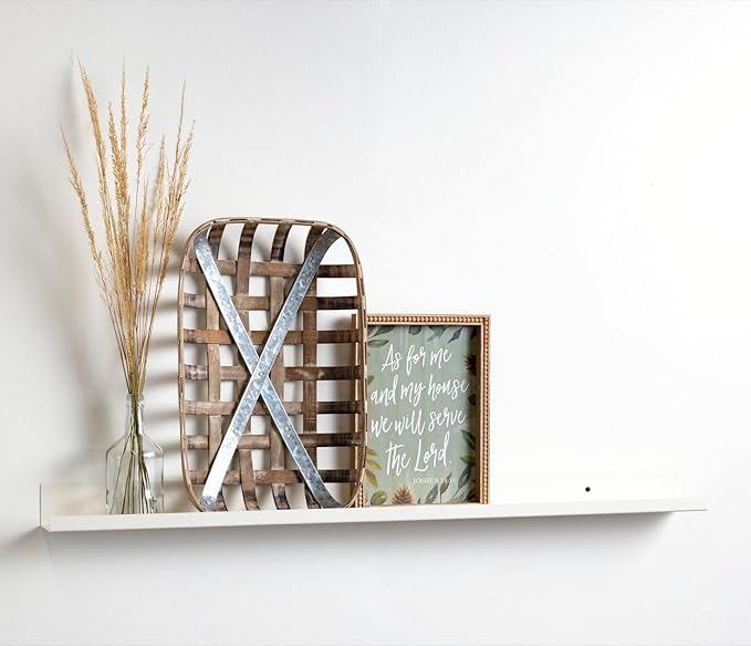 Infinite Design 48" Metal Floating Wall Shelf | Modern White Powder-Coated Steel Ledge, Made in USA | Wall-Mounted Shelf for Living Room, Kitchen, Bathroom, Bedroom or Office