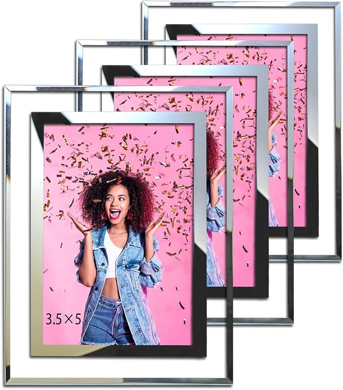 SIMON'S SHOP 3.5x5 Picture Frame for Wall and Desk, Modern Picture Frames for Home Office Decor, 3-Pack Silver Frames Display Photos Snapshots 3 1/2 x 5