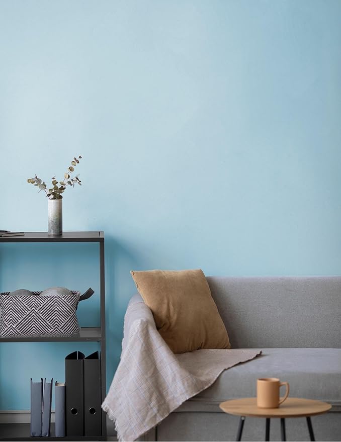 HeloHo Solid Light Blue Wallpaper Matte Textured Peel and Stick Wall Paper Modern Self Adhesive Removable Waterproof Contact Paper for Living Room Bedroom Decor 394