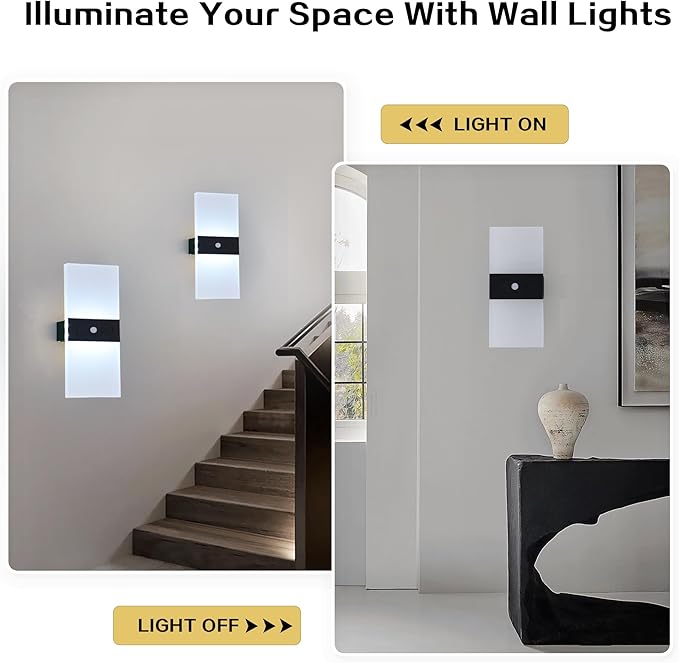 LED Wall Sconces 2Pack,2200mah Battery Operated Magnetic Wireless Wall Lamp, Motion Sensor Modern dimmable Wall Light with Button Switch for Bedroom Living Room Hallway