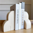 Concrete Bookends Decorative for Heavy Books - Aesthetic Boho Style Set of 2, White Decorative Bookends for Shelves, Office Boho Decor, Home Decor, or Library Decor (Cream White)