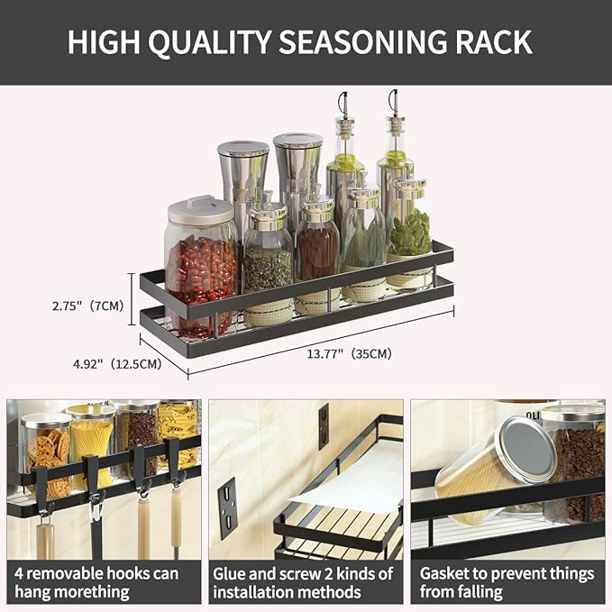 Spice Rack Organizer Wall Mount, 14