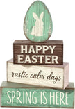 Easter Decorations - Happy Easter Bunny Egg Tiered Tray Decor - Wooden Easter Tabletop Sign - Rustic Farmhouse Spring Home Decor Indoor for Tiered Tray Shelf Mantel Entryway Coffee Table