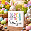 Easter Decorations for Home Christian Wooden Box Sign, He Is Risen Hallelujah Rustic Farmhouse Decor, Inspirational Religious Desk Shelf Tabletop Plaque for Living Room Bedroom Office Spring Gift