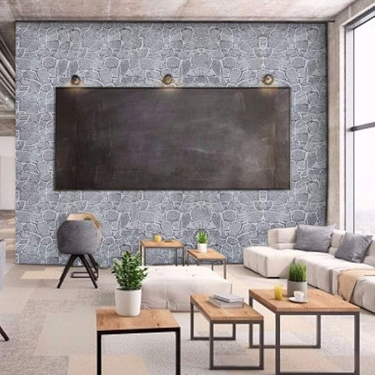 Okydoky Grey Stone Peel and Stick Wallpaper, 17.7" x 197", Removable Film Textured Wallpaper Self-Adhesive, Home Decor for Room Kitchen Wall Cabinet Vinyl Roll NO.101-5