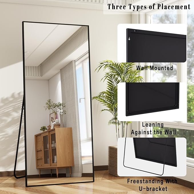 BEAUTYPEAK Full Length Mirror with Stand, 65