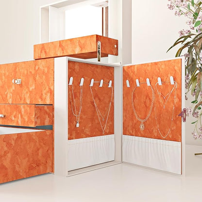 Wallercity Creative Orange Flocking Fabric Contact Paper for Dresser Top Jewelry Box Lining Soft Velvet Peel and Stick Wallpaper for Cabinets Drawers Shelf Liner 15.8''x236'' Felt Wallpapers for Craft