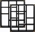 17.7x15.7-Inch Shadow Box Shelf 9-Slot Rustic Floating Shelves Larger Wall Mounted Shelf Lightweight Solid Wood Display Freestanding Farmhouse Shelf (Set of 2,9C-Classic Black)