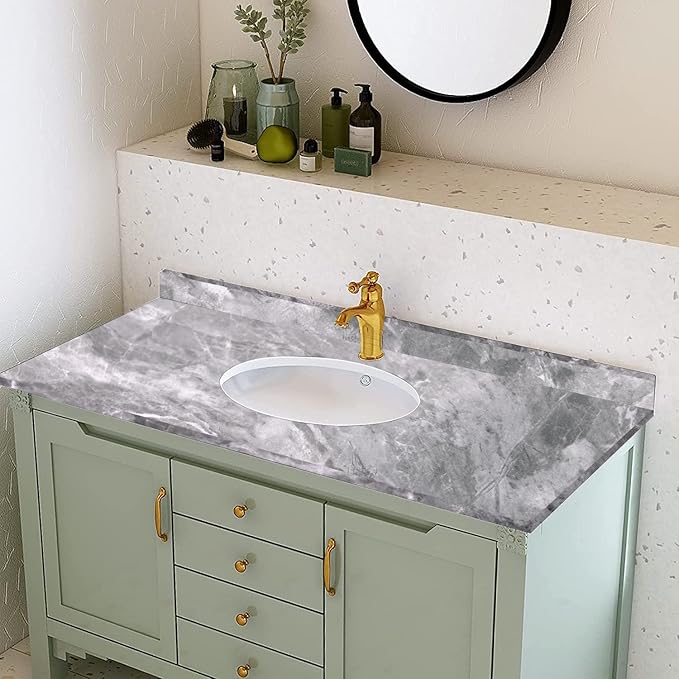 Yancorp 32.8ft Dark Gray Contact Paper Peel and Stick Wallpaper Marble Removable Wallpaper Pull and Stick Countertops Self-Adhesive Backsplash for Cabinets