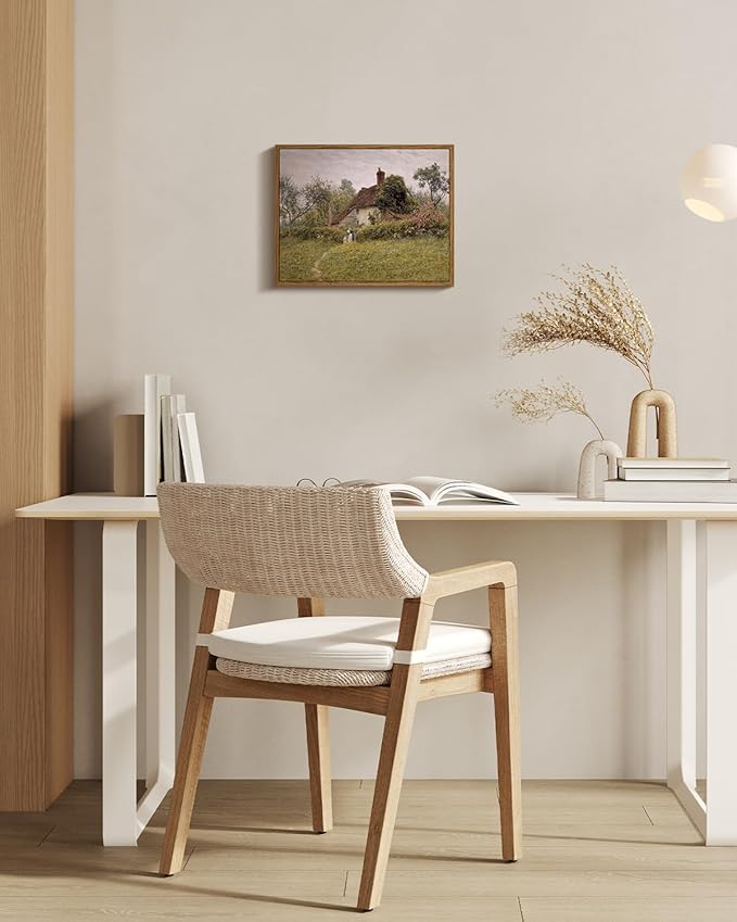 InSimSea Framed Canvas Wall Art Vintage Decor, Landscape Wall Art Prints, Old Cottages Countryside Landscape Art, Rustic Farmhouse Decor for Bedroom Living Room, 11