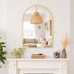 Arched Wall Mirror 30x20 Inch Gold Bathroom Vanity Mirror with Metal Frame, Modern Arch Mirror for Bedroom, Living Room, Entryway, Wall Mounted Decorative Mirror