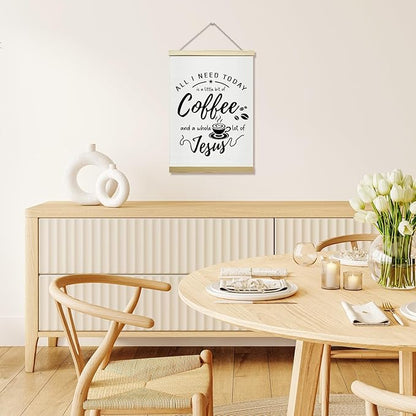 LETUROIA Coffee Poster Hanger Frame, All I Need Today is A Little Bit of Coffee & A Whole Lot of Jesus Canvas Wall Decor(12×16"), Wall Art For Home Kitchen Cafe Bar Shelf Office -37