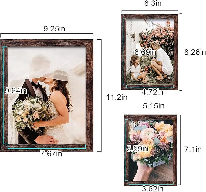 LUCKYLIFE Picture Frame Set 10-Pack, Gallery Wall Frame Collage with 8x10 5x7 4x6 Frames in Brown Finishes