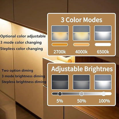 LED Cabinet Lights Bar with Motion Sensor, Dimmable Brightness and Color, IR Remote, Ultra Thin Strips Lighting Magnetic Mounting for Kitchen,Bookshelf,Closet 3Pack