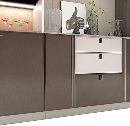 Stainless Steel Peel and Stick Wallpaper 15.7"x 117" Dark Brown Stainless Steel Contact Paper Countertop Self Adhesive Thick Vinyl Waterproof for Wall Paper Fridge Kitchen Cabinets