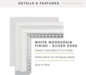 MCS 22x28 Large Wall Mirror, White Woodgrained Frame with Silver Embossed Detail & Beveled Detail Mirror, Vertical & Horizontal Wall Hanging Mirror for Bathroom, Bedroom & Livingroom