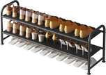 Shoe Rack 2 Tier Long Storage Organizer Wide Metal Shoe Shelf for Closet Entryway Black