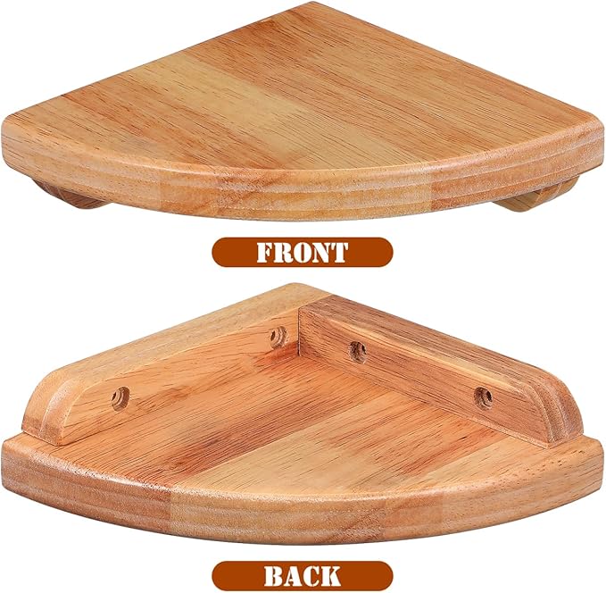 Alipis Corner Shelf Wall Mounted, 6Inch Wooden Corner Shelf Floating Wall Storage Shelf Round End Display Shelf for Bedroom, Living Room, Kitchen, Hotel