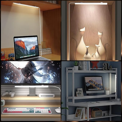 12 Inch LED Light Bar USB Powered 3 Colors White, Warm White, Yellow, with Switch, Magnetic Dimmable Frosted Cover, for Under Monitor Desk Cabinet, 3D Printer, Over Sink