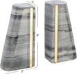 Main + Mesa Modern Marble Bookends with Brass Detail, Set of 2, Grey