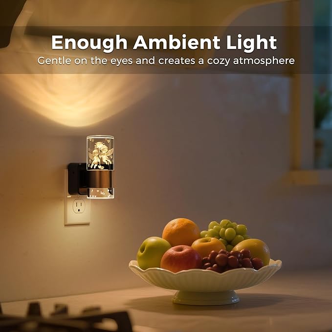 L LOHAS LED Night Lights Plug into Wall, Dusk to Dawn Sensor Nightlight, 9 Colors Changing,Adjustable Brightness,Acrylic Decorative Night Lights for Bathroom,Wedding,Birthday Gift