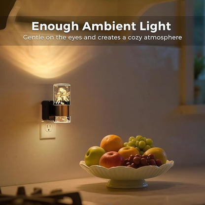 L LOHAS LED Night Lights Plug into Wall, Dusk to Dawn Sensor Nightlight, 9 Colors Changing,Adjustable Brightness,Acrylic Decorative Night Lights for Bathroom,Wedding,Birthday Gift