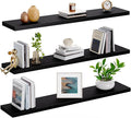 AMADA HOMEFURNISHING Floating Shelves, Wall Shelves for Living Room, Bedroom, Bathroom, Kitchen & Home Office Organization, Bathroom Shelves with Hidden Brackets, 22 lbs Max Load, Black, AMFS45B