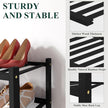 Smiry Bamboo Shoe Rack for Closet, 2 Tier Small Wooden Stackable Shoe Organizer, Free Standing Shoes Storage Shelf for Entryway, Front Door Entrance, Black