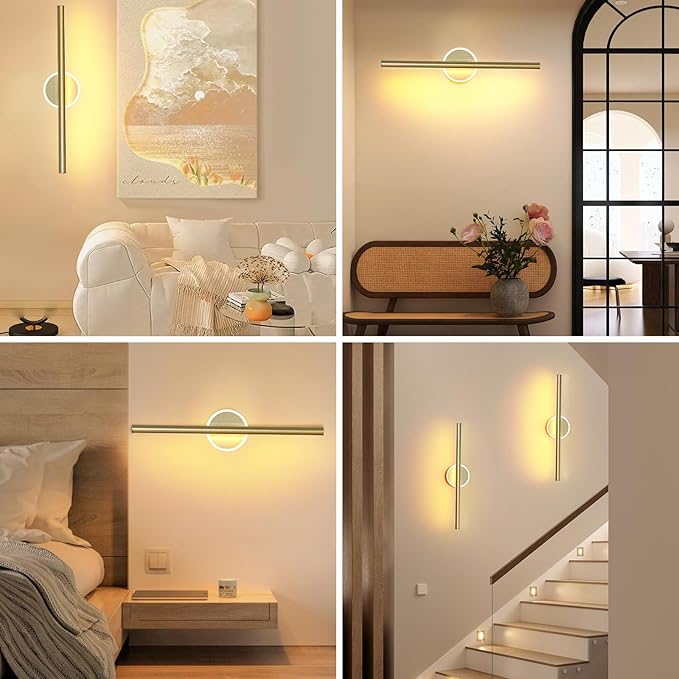 Wireless Picture Light, 16 inches Art Wall Light, Picture Light Battery Operated,Battery Operated Wall Lights,Gallery Light for Painting,Photo,Library(Gold-Painted)