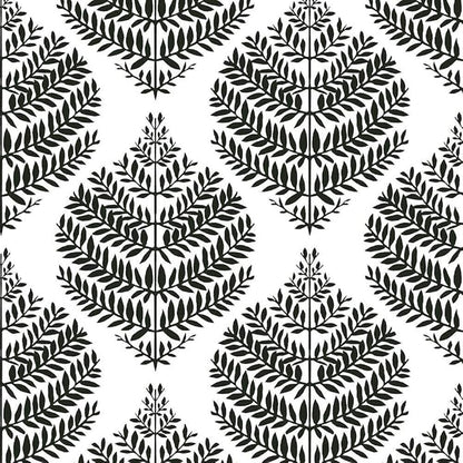 RoomMates RMK11509WP Hygge Fern Damask Black Peel and Stick Wallpaper
