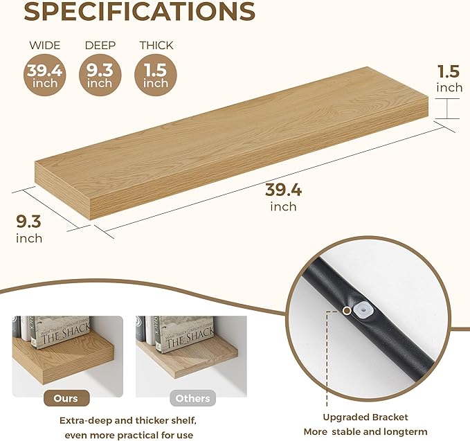 Dreamland 40 Inches Floating Shelves for Wall, 9.3