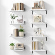 Marsmiles Extra Wide Floating Shelves for Wall, 16x8 Inch Natural Wood Grain Bookshelves, Heavy Duty Mounted Shelving for Bathroom, Kitchen, Living Room, Bedroom,Set of 8，White