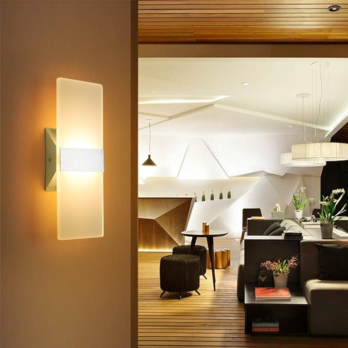 ChangM LED Wall Sconce Modern Wall Light Lamps 12W Warm White Up and Down Indoor Acrylic Lighting Fixture for Living Room Bedroom Hallway Conservatory Home Room Decor Not Dimmable No Plug(3 Pack)