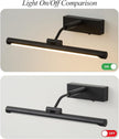 Picture Lights for Wall Battery Operated,16 Inch Black Wireless Rechargeable Art Lights for Pictures,3CCT Dimmable Retractable Painting Light with Remote & Timer,Glare-Free for Gallery Light
