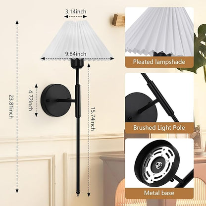 Battery Operated Wall sconces Set of Two,Rechargeable Wall Lights with Remote Control,Wireless Wall Sconce Dimmable,15 Color Changing,Black Battery Wall Lamp for Bedroom Living Room Hallway