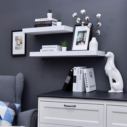 WELLAND 36 inch White Mission Floating Shelves for Wall, Bathroom Wall Mount Shelves, Wood Modern Display Shelves, Book Shelves,for Bedroom,Living Room and Kitchen