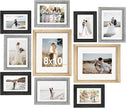 Picture Frames, Made of Real Glass and Wooden Frame, Gallery Photo Frames Set of 10 for Collage Wall Decor, Multi Sizes Including 8x10, 5x7, 4x6 for Mounting or Tabletop Display, Multi Color