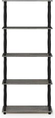 Furinno TURN-S-TUBE Storage Shelves, 5-Tier Book Shelf, Corner Shelf, Toolless Open Shelves, Classic Tubes, for Organization and Storage, Living Room, Garage, Home Office, French Oak