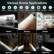 Motion Sensor Under Cabinet Lights - Plug-in LED Strip Lights Indoor with Power Adapter, Dimmer and Timer for Kitchen Cabinet, Counter, Shelf, Showcase, Stairway, Bedroom, Corridor, Washroom