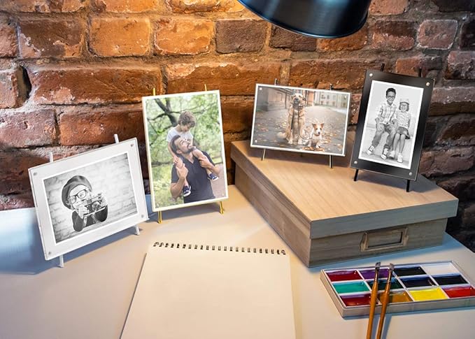 Isaac Jacobs 4x6 Black Magnetic Acrylic Metal Easel Frame (4x6 Horizontal) (Black)