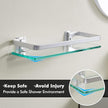 KES Bathroom Glass Shelf, Storage Shelf Wall Mounted Extra Thick Tempered Glass and Aluminum Silver Wall Mounted, A4126A